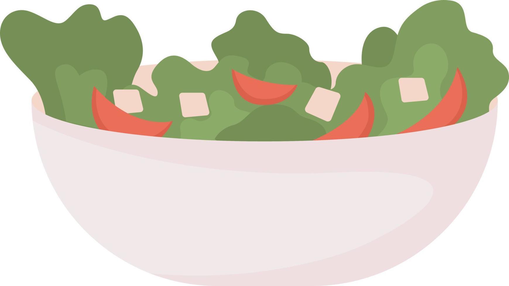 Bowl with green veggies and cheese semi flat color vector object