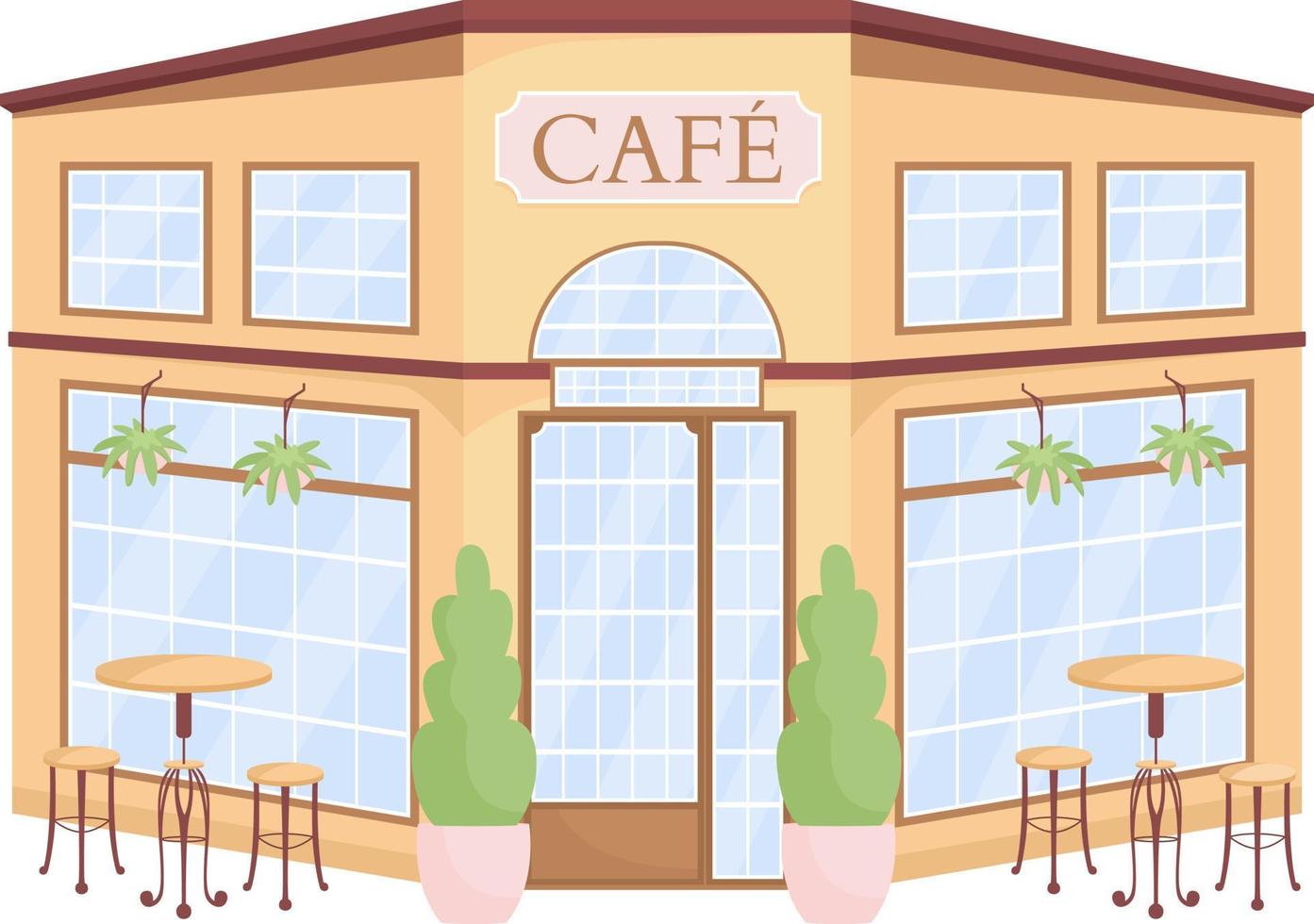 Cafe exterior semi flat color vector object