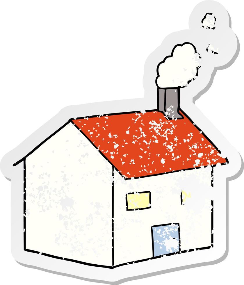 distressed sticker of a cartoon house vector