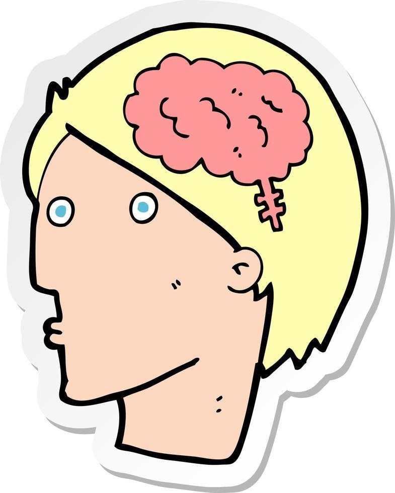 sticker of a cartoon man with brain symbol vector