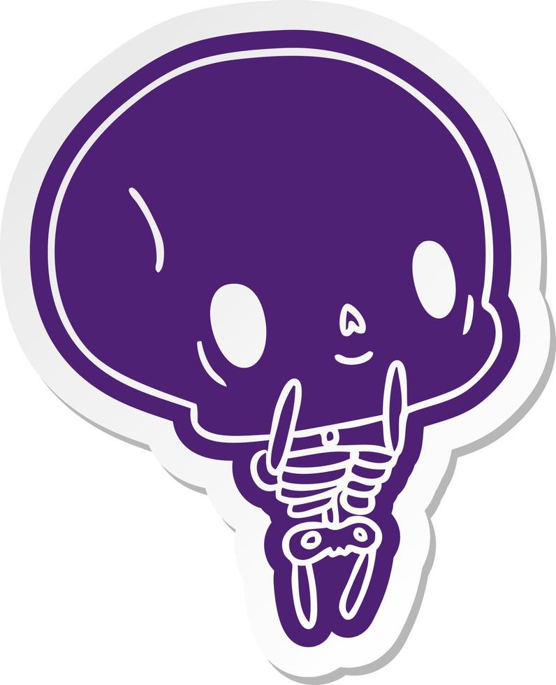cartoon sticker kawaii cute dead skeleton vector
