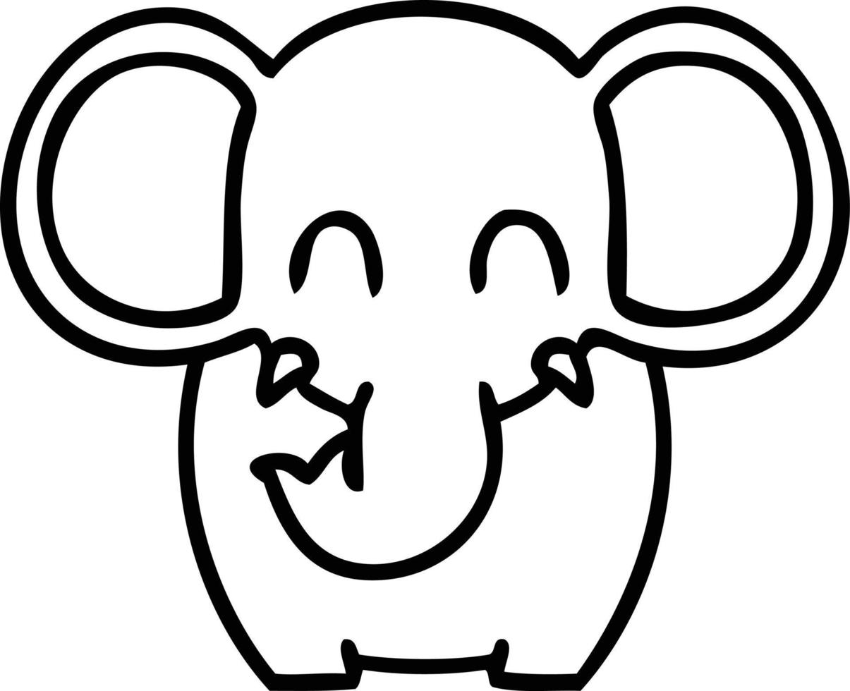 quirky line drawing cartoon elephant vector