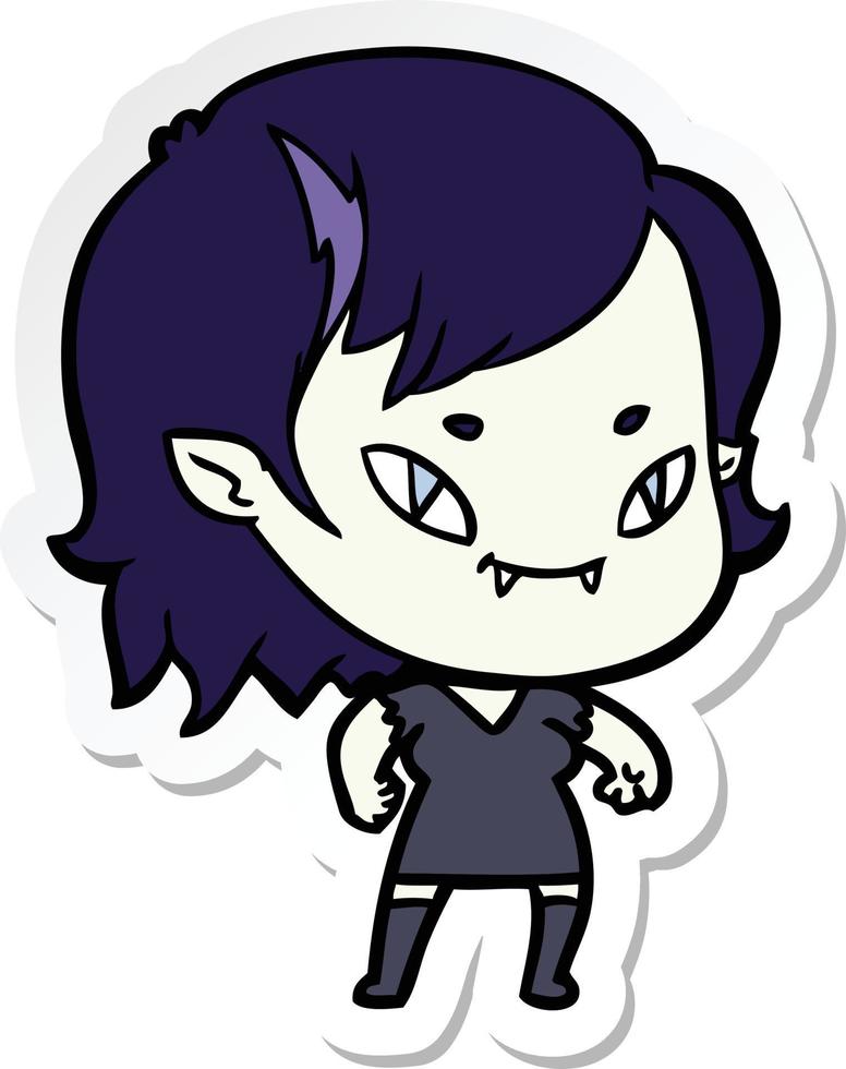 sticker of a cartoon friendly vampire girl vector