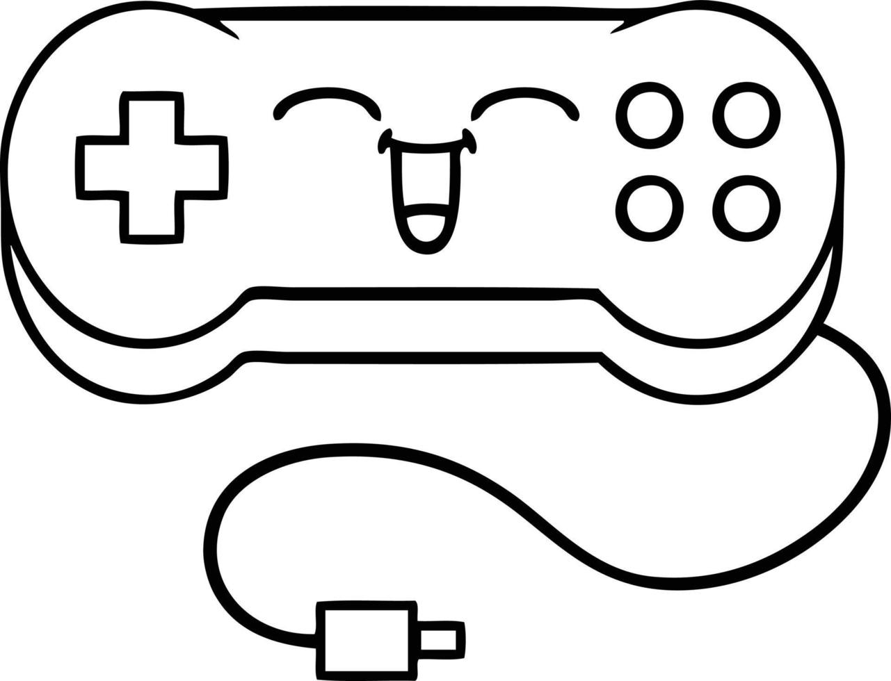 line drawing cartoon game controller vector