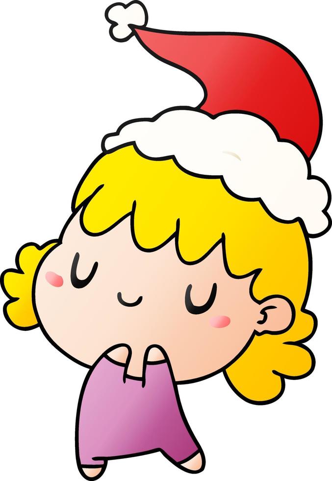 dibujos animados de gradiente de navidad de chica kawaii vector