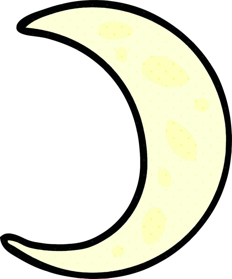 cartoon doodle of a crescent moon vector