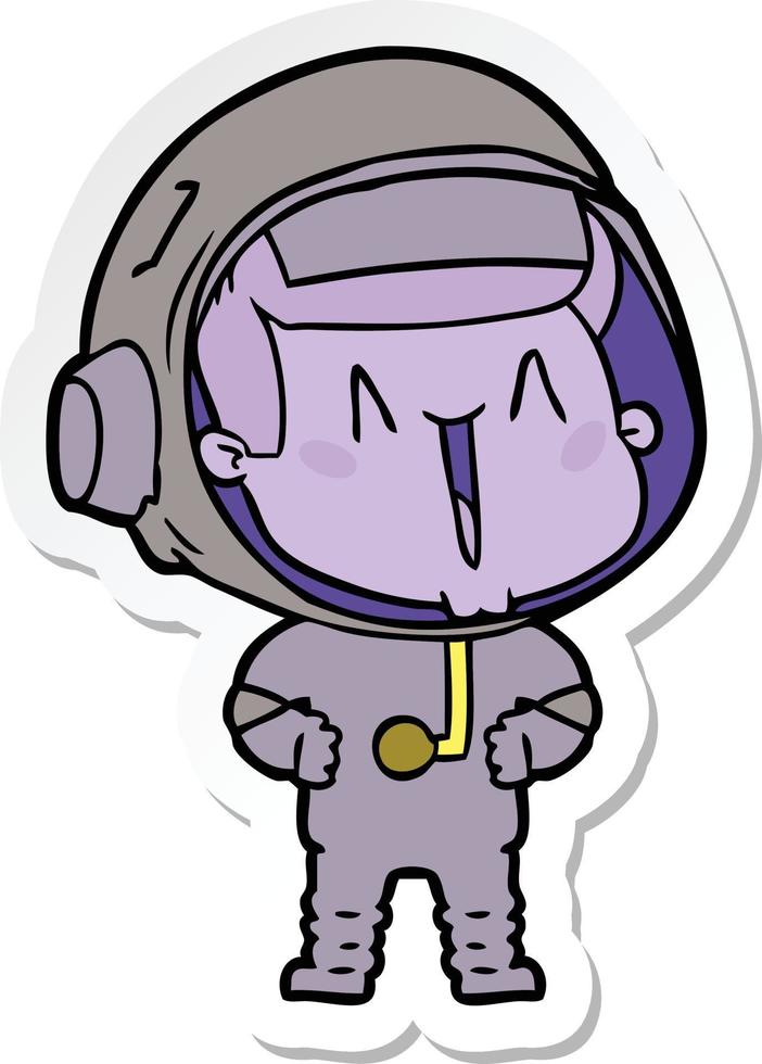 sticker of a happy cartoon astronaut vector