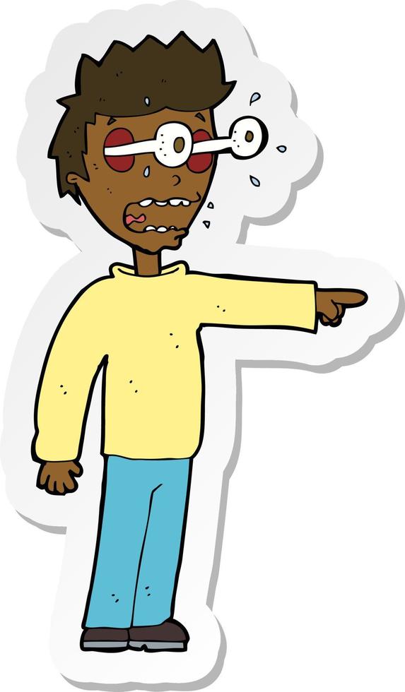sticker of a cartoon man with popping out eyes vector