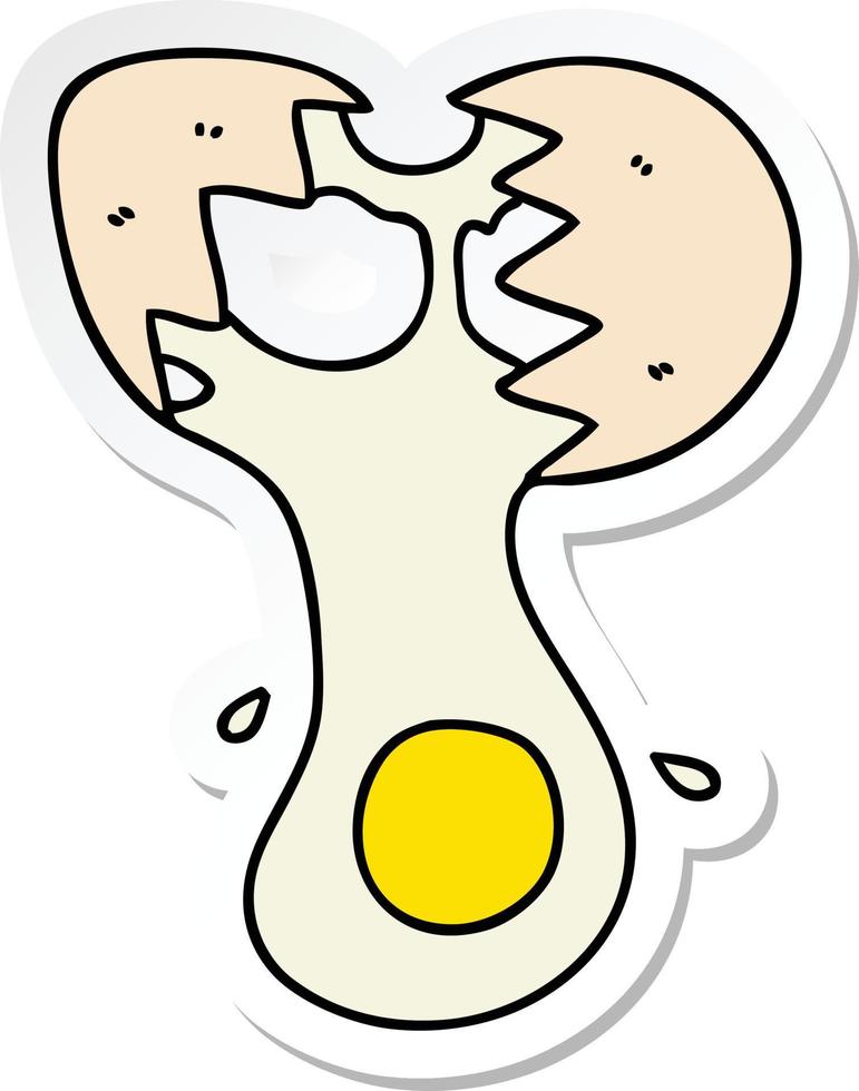 sticker of a quirky hand drawn cartoon cracked egg vector