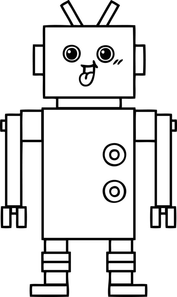 line drawing cartoon robot vector