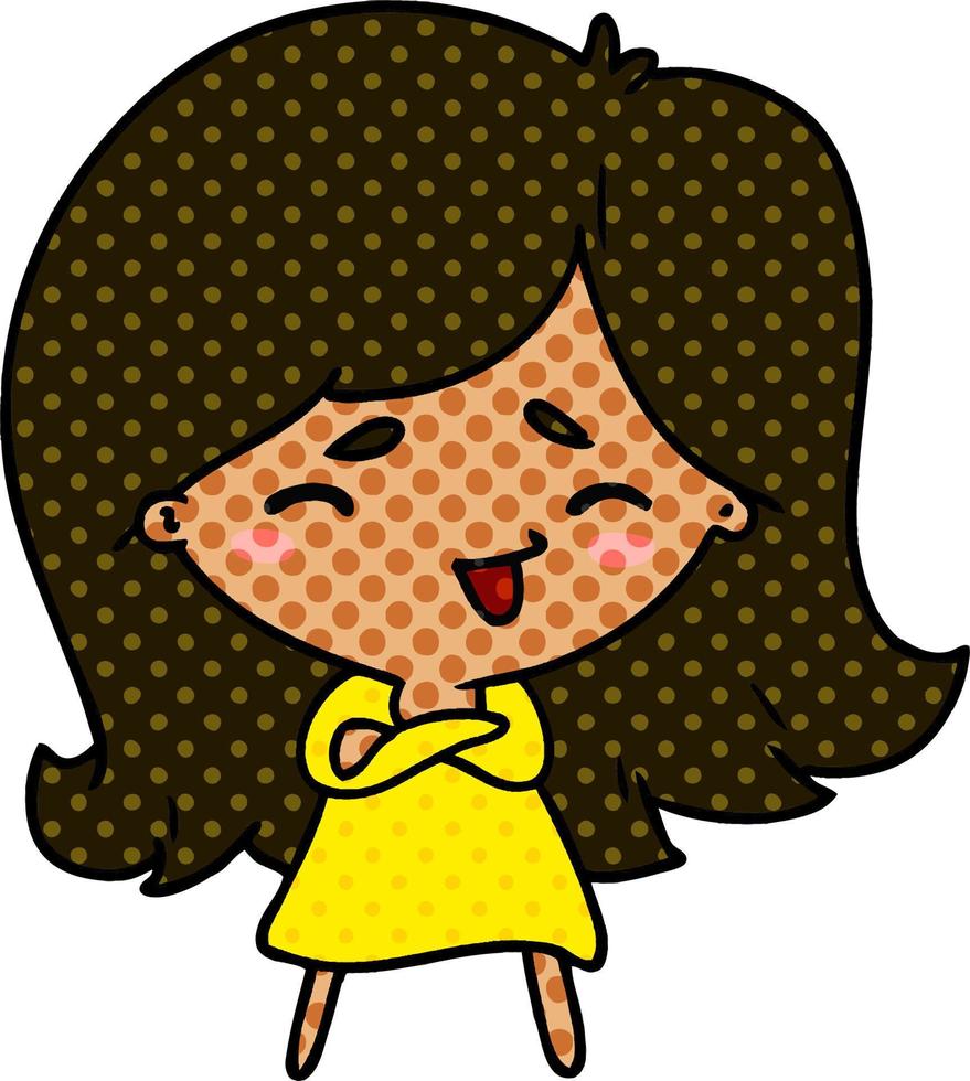 cartoon of a cute kawaii girl vector