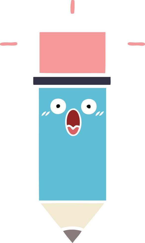 flat color retro cartoon pencil vector