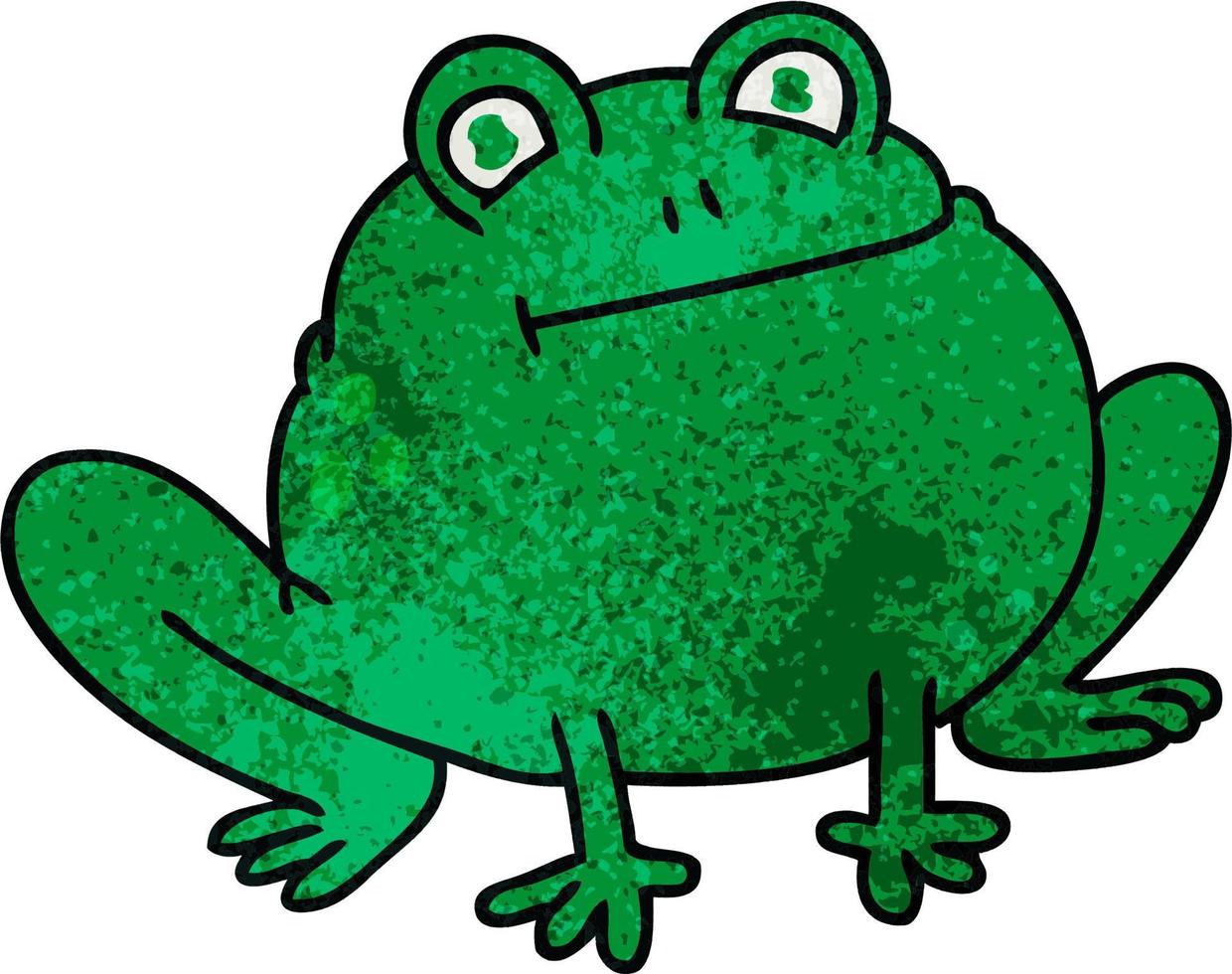 quirky hand drawn cartoon frog vector