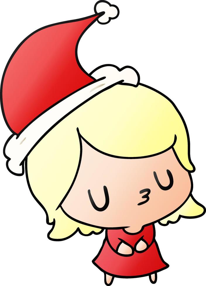christmas gradient cartoon of kawaii girl vector