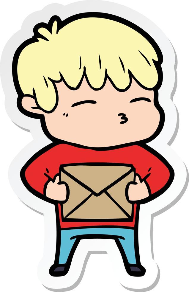 sticker of a cartoon curious boy vector