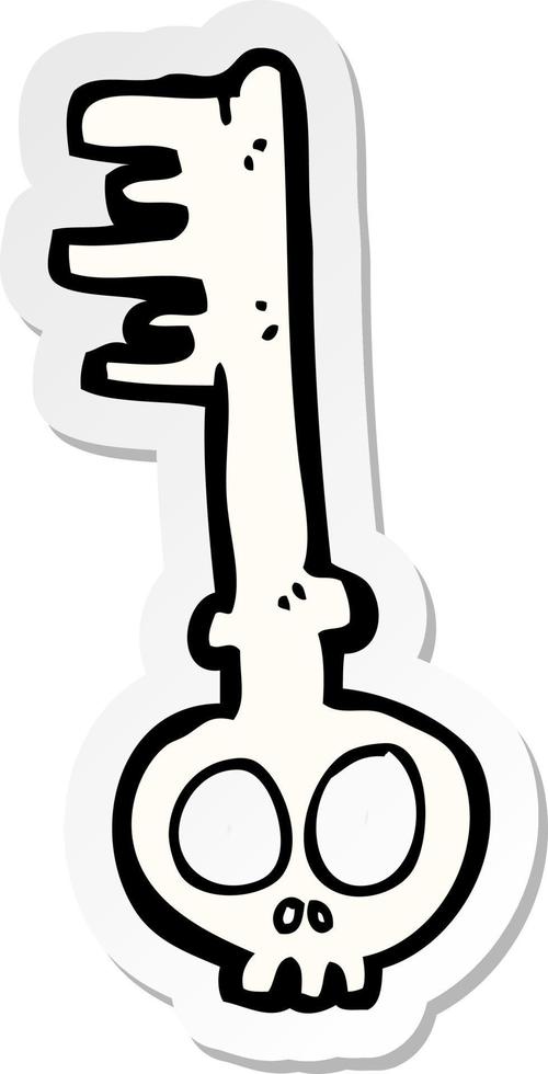 sticker of a cartoon spooky key vector