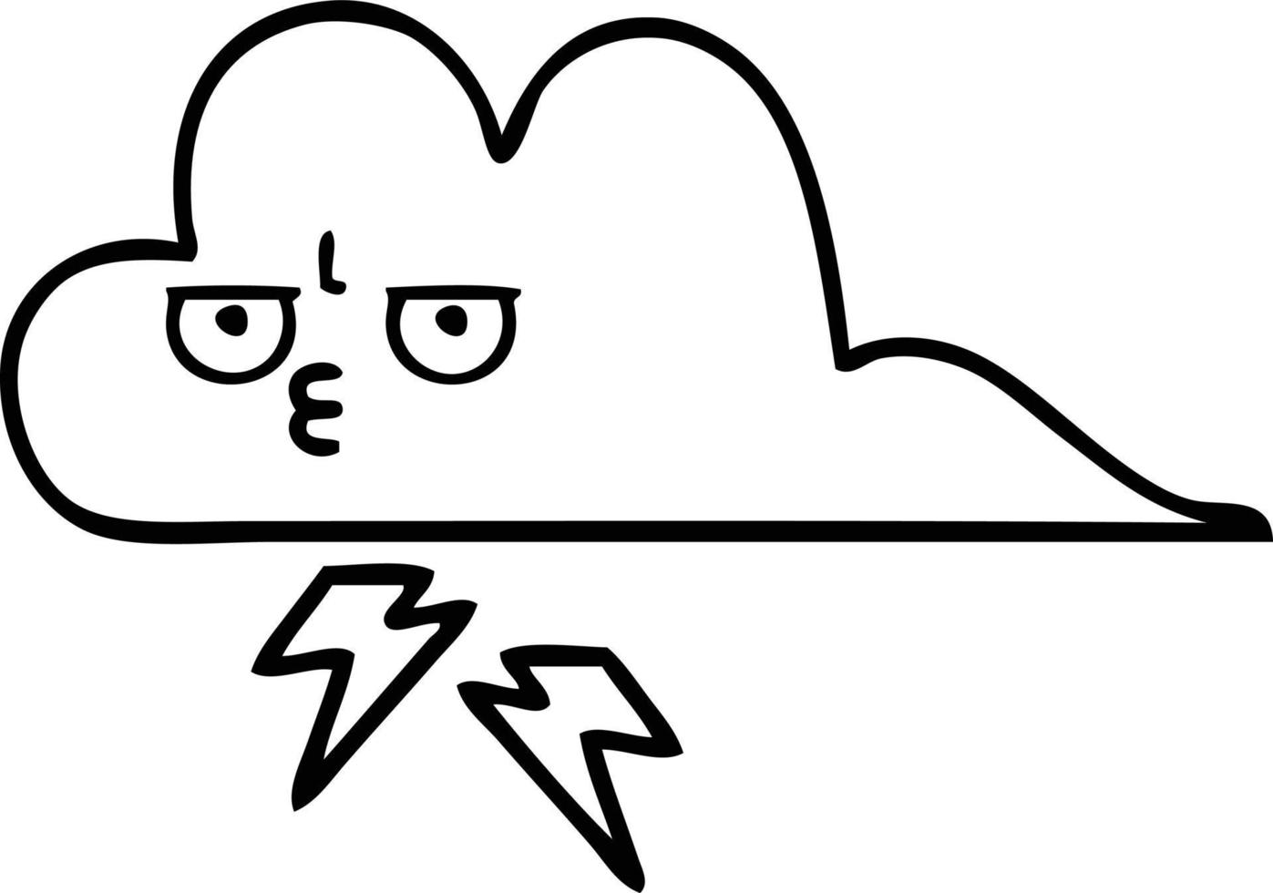 line drawing cartoon storm cloud vector