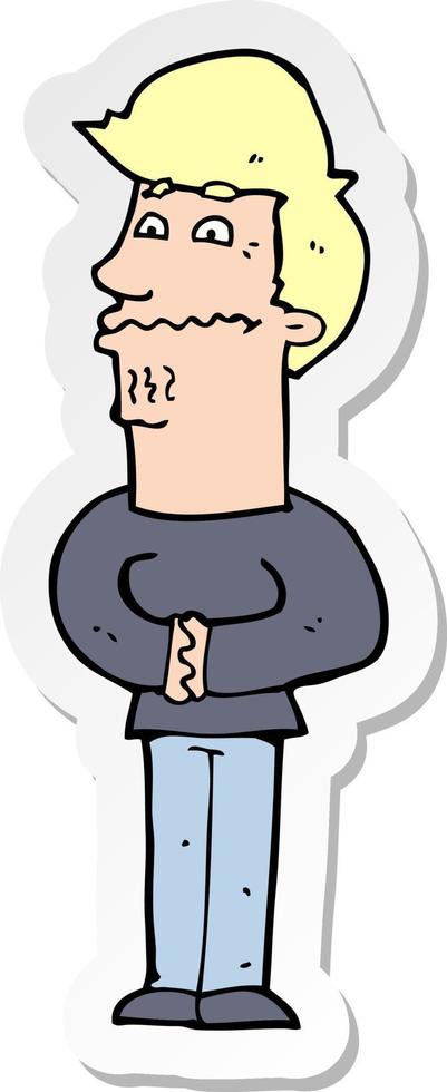 sticker of a cartoon nervous man vector