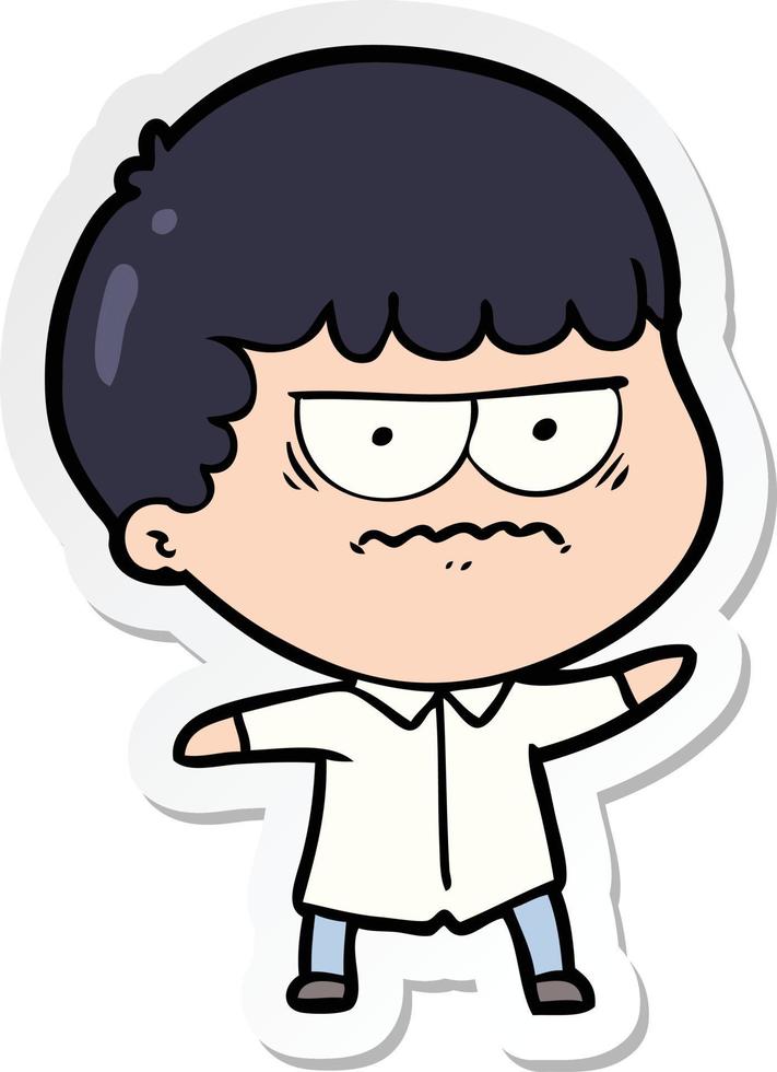 sticker of a cartoon annoyed man vector