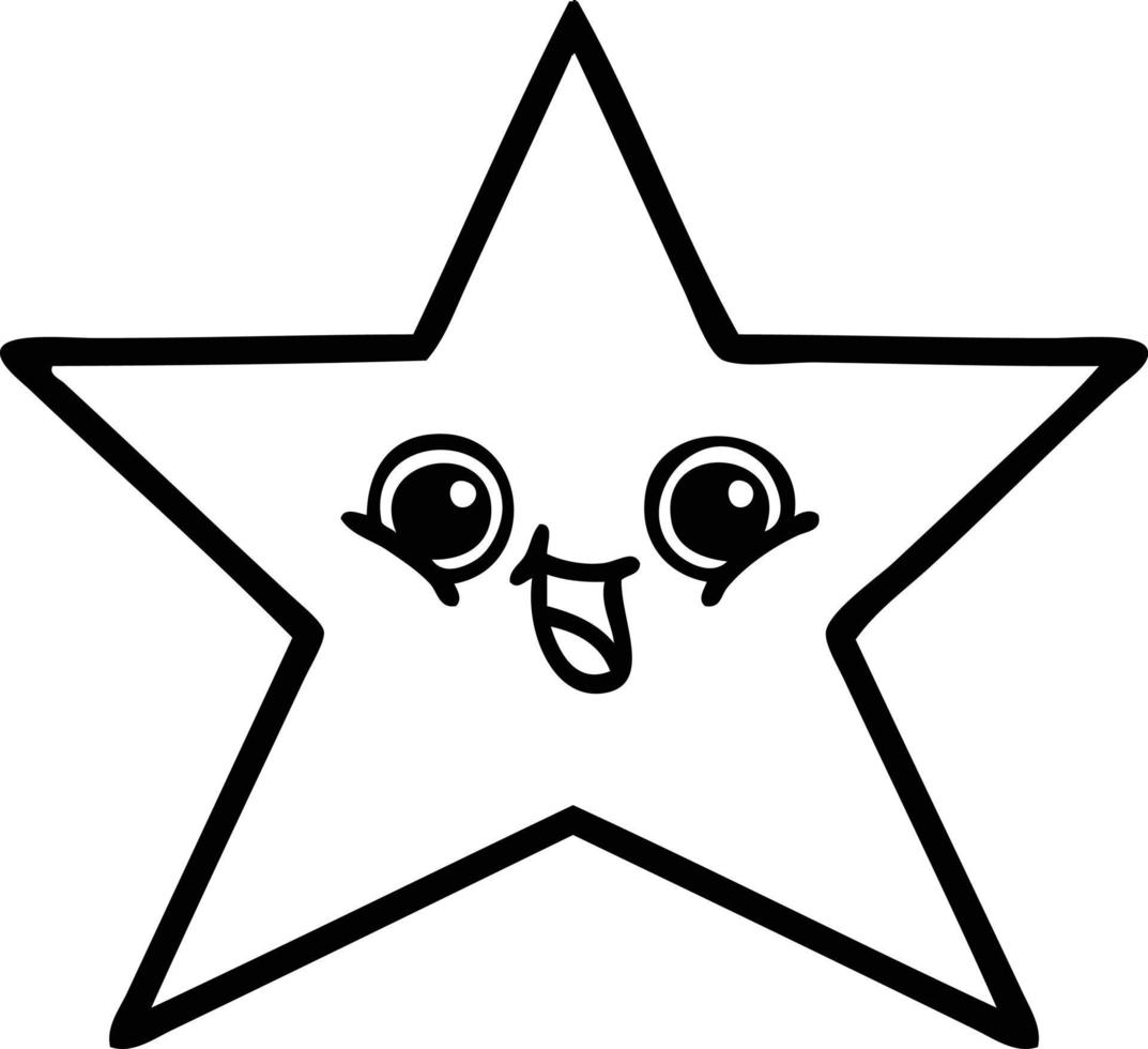 line drawing cartoon star fish vector