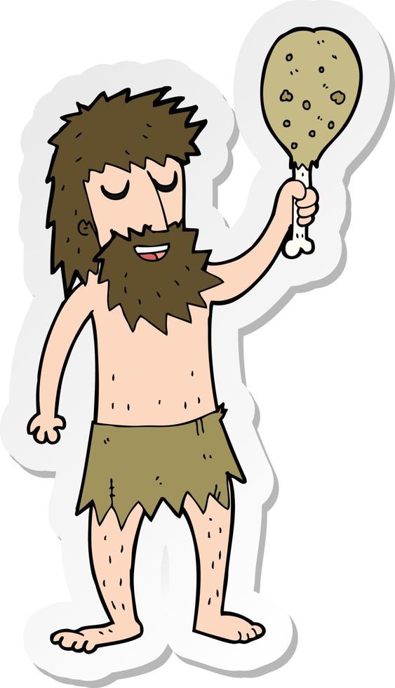 sticker of a cartoon cave man vector