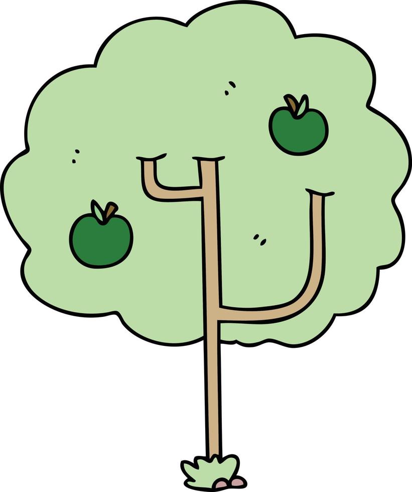 quirky hand drawn cartoon tree vector