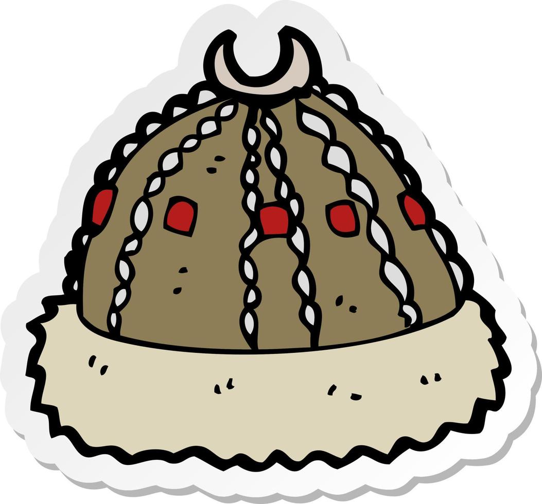 pegatina de un sombrero medieval de dibujos animados vector