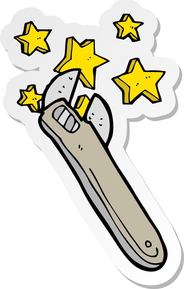 sticker of a cartoon adjustable spanner vector