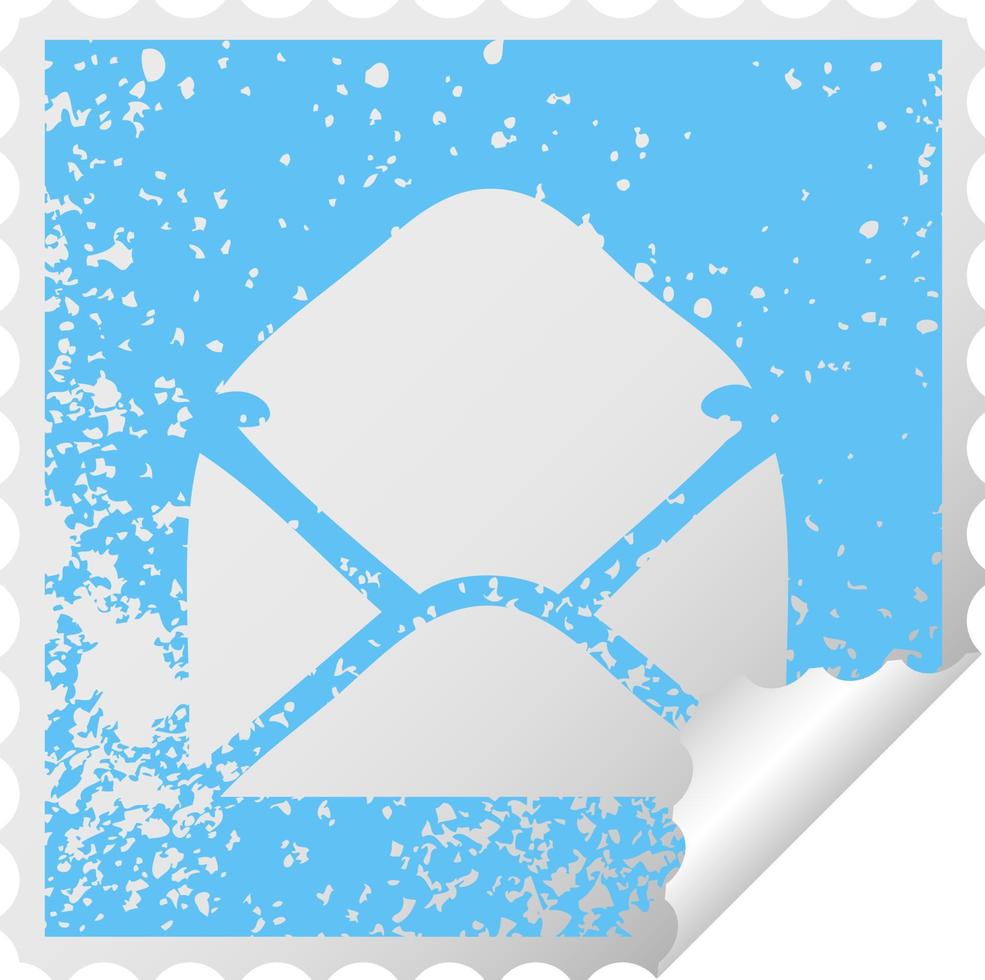 distressed square peeling sticker symbol paper envelope vector