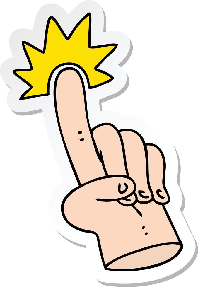 sticker of a pointing finger quirky hand drawn cartoon vector