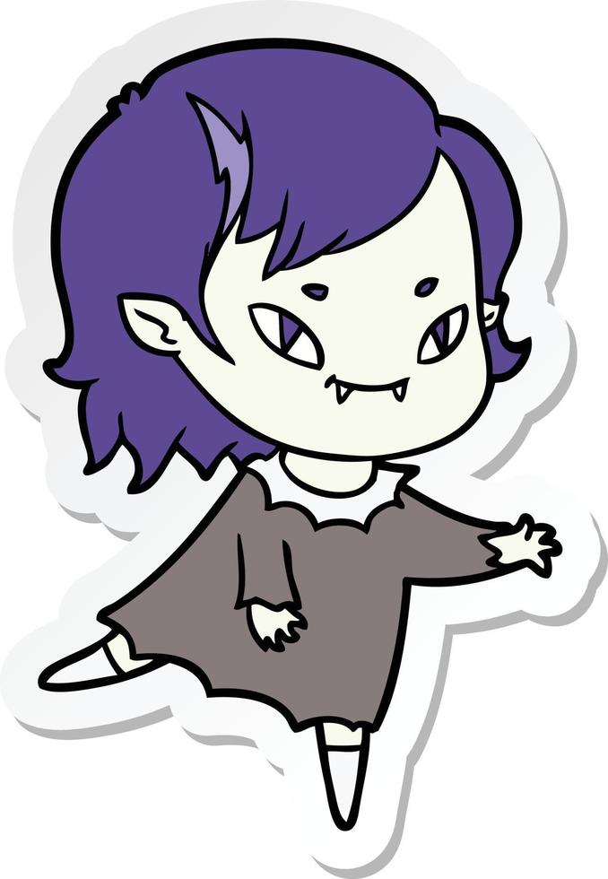 sticker of a cartoon friendly vampire girl vector