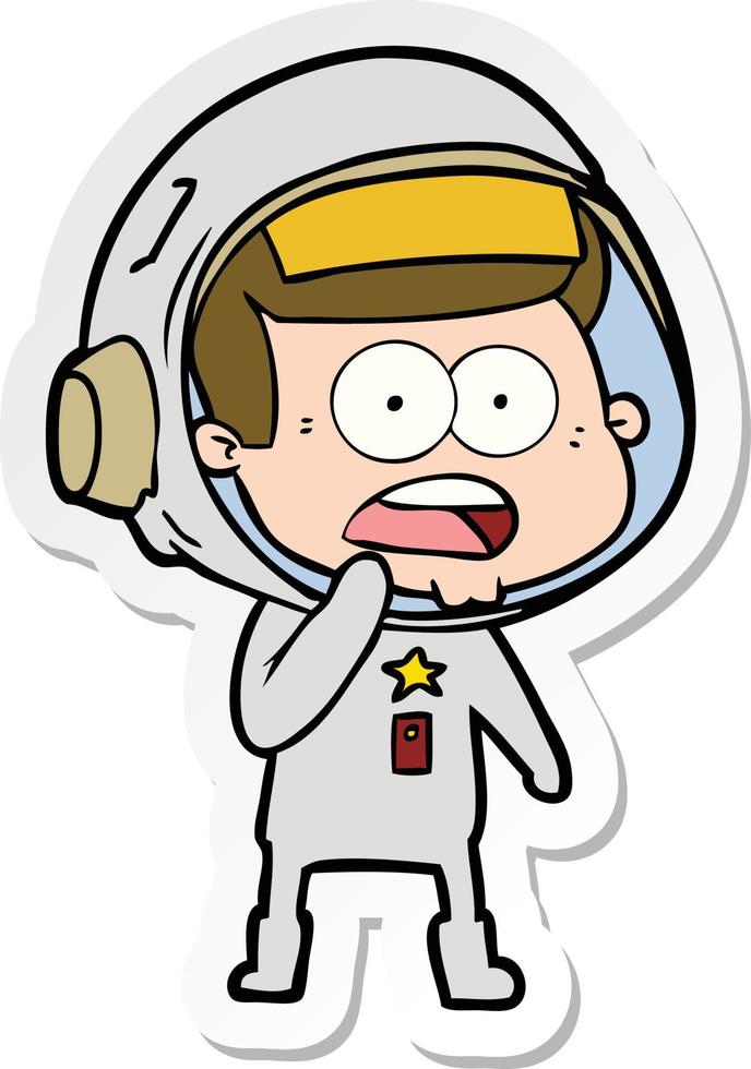sticker of a cartoon surprised astronaut vector