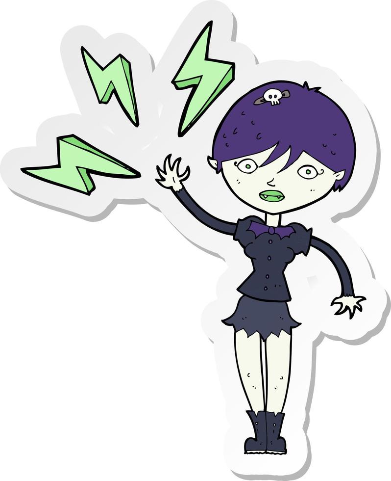 sticker of a cartoon halloween vampire girl vector