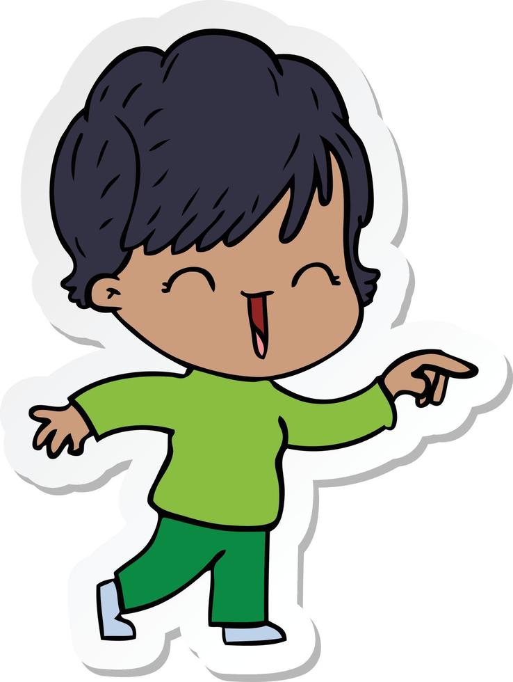 sticker of a cartoon laughing woman vector