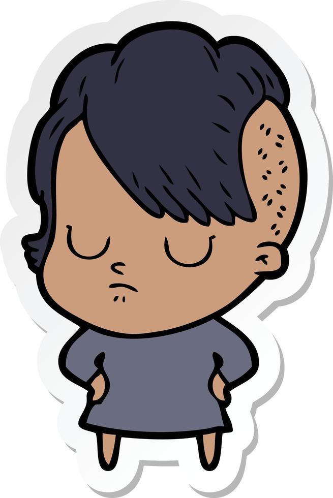 sticker of a cartoon woman vector