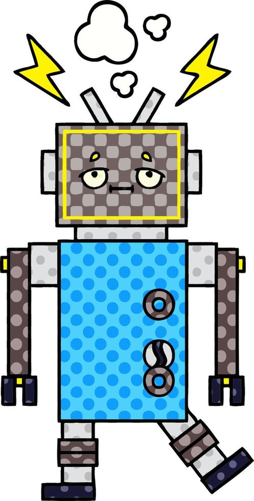comic book style cartoon malfunctioning robot vector