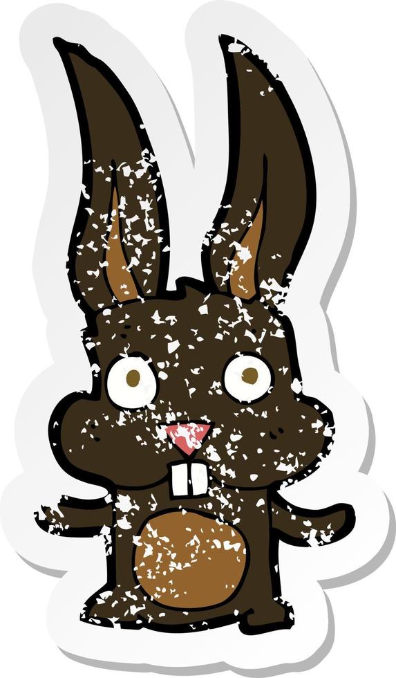 retro distressed sticker of a cartoon rabbit vector