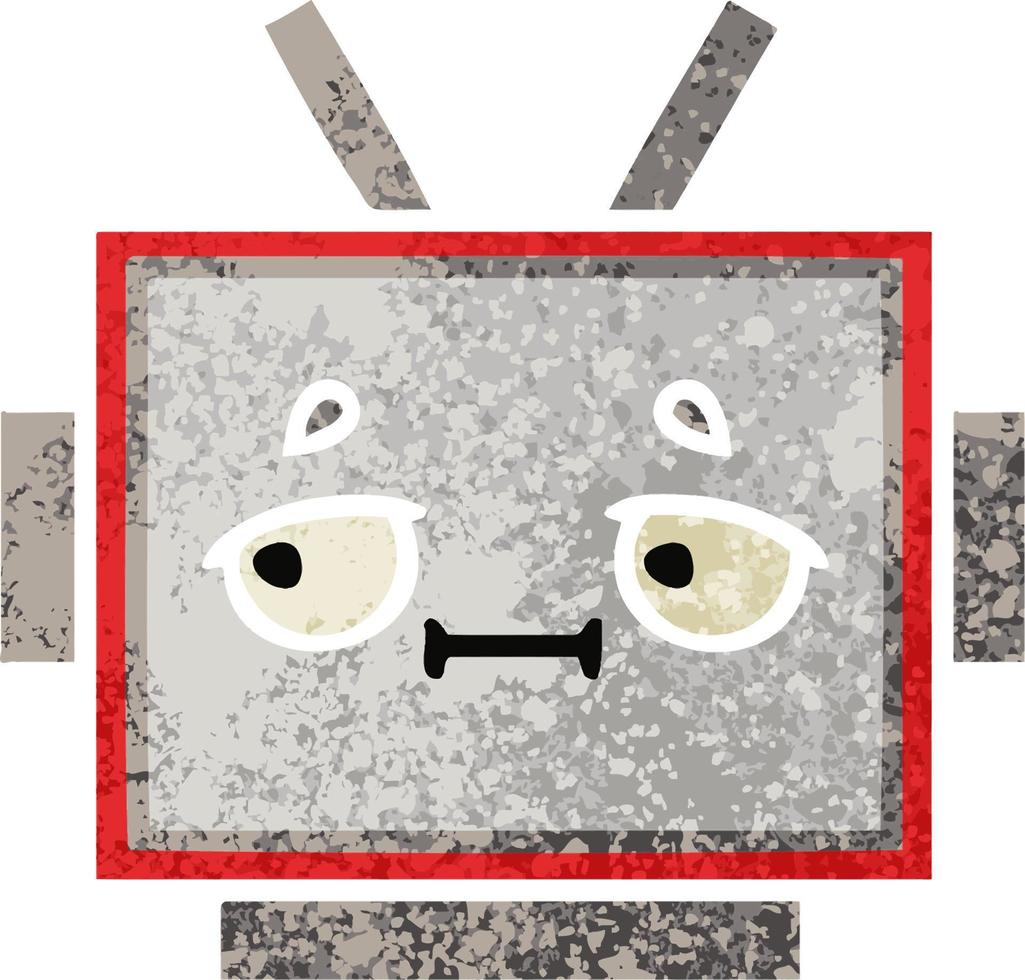 retro illustration style cartoon robot head vector