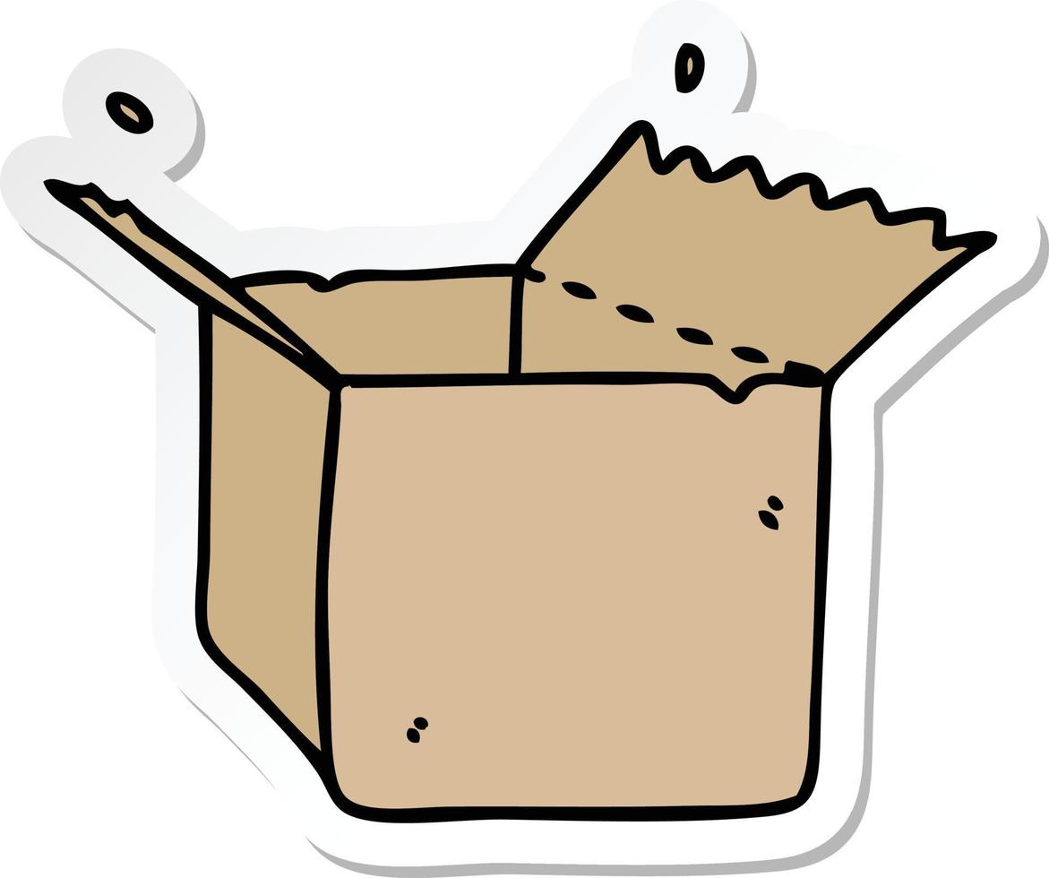 sticker of a quirky hand drawn cartoon open box vector