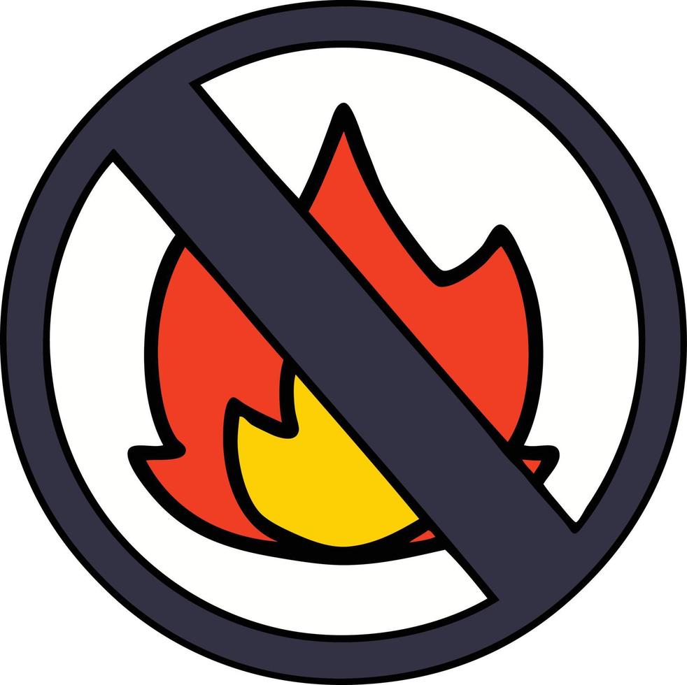 cute cartoon no fire sign vector