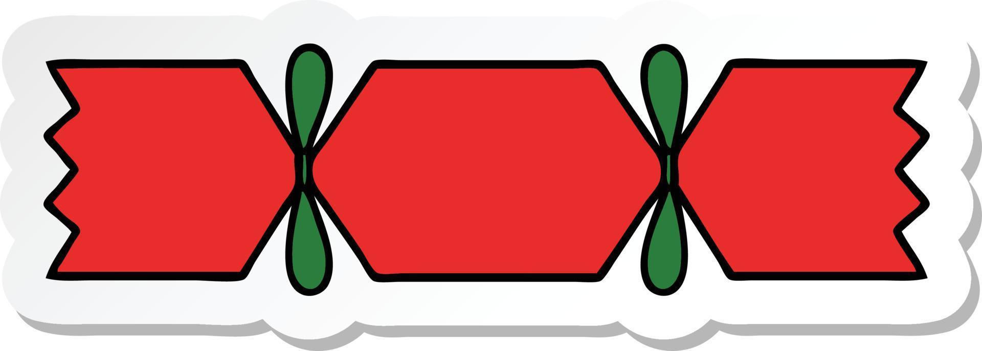 sticker of a cute cartoon christmas cracker vector