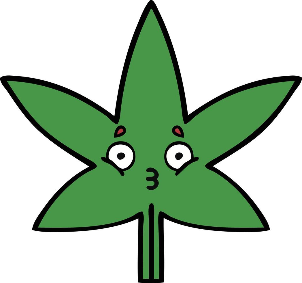 cute cartoon marijuana leaf vector