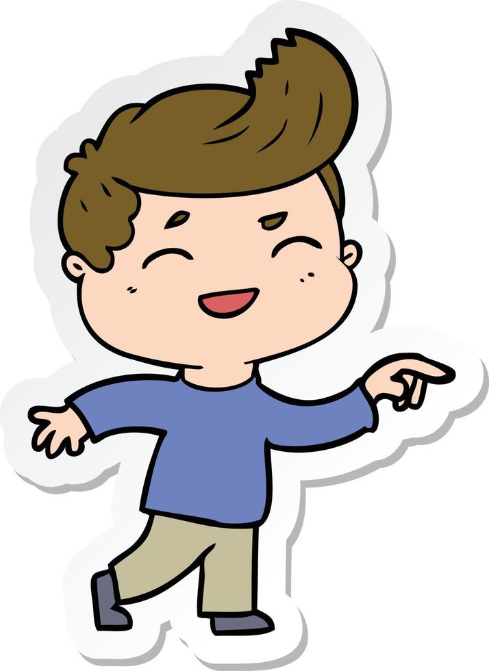 sticker of a cartoon man laughing vector