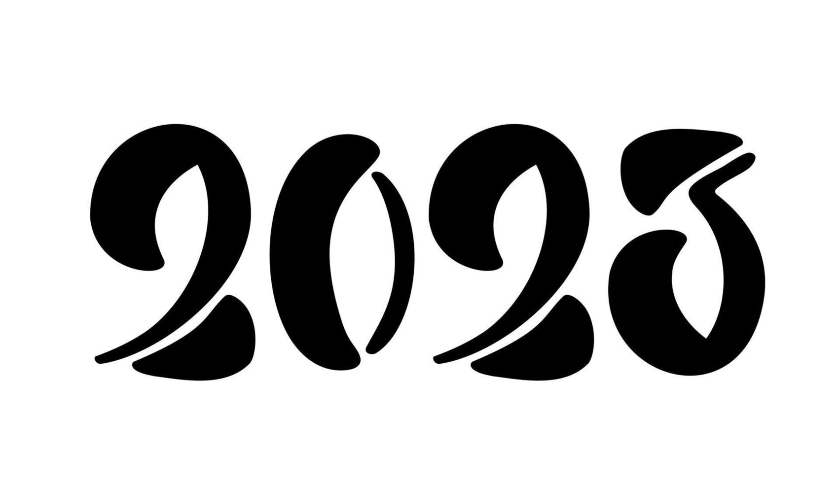 feliz año nuevo 2023 diseño de texto vectorial. portada del diario de negocios para la plantilla de diseño 2023, ilustración de banner de tarjeta aislada en fondo blanco vector