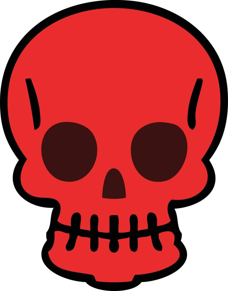 quirky hand drawn cartoon skull vector