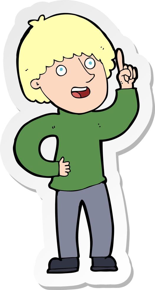 sticker of a cartoon man with idea vector