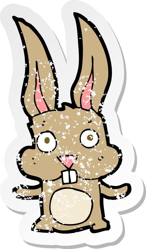 retro distressed sticker of a cartoon rabbit vector