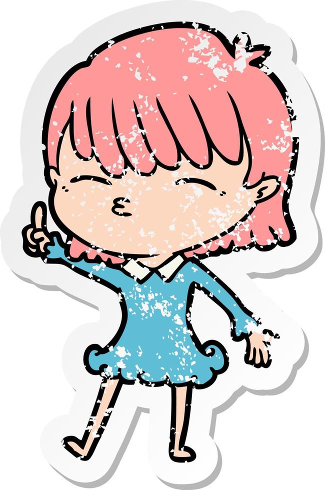 distressed sticker of a cartoon woman vector