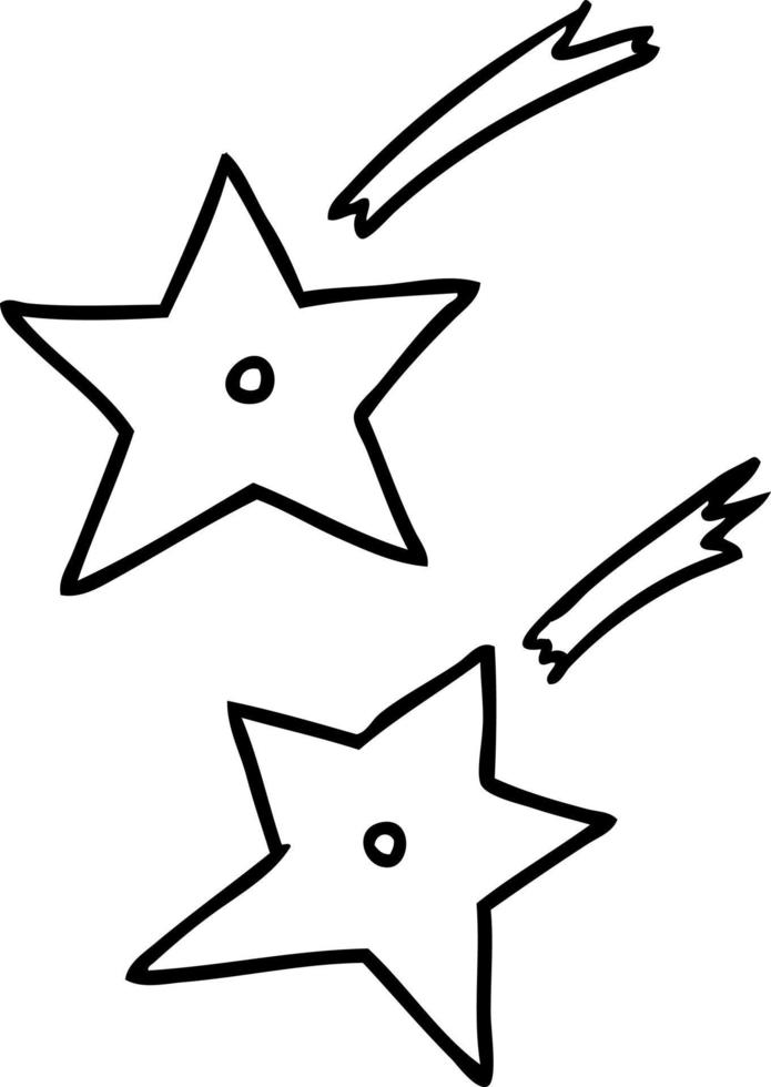 line drawing doodle of ninja throwing stars vector