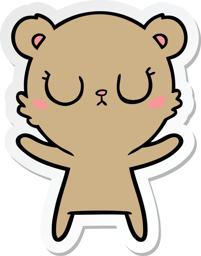 sticker of a peaceful cartoon bear vector